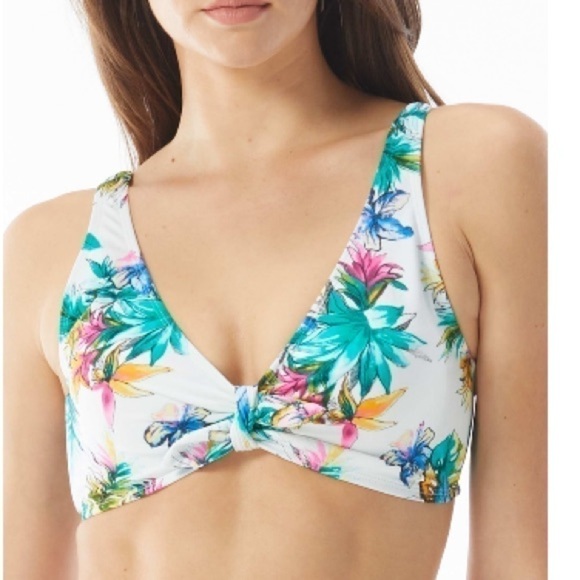 SUNDAZED Harper Printed Tie Bikini Top, swimwear, swimming suit multi, New 34DD - Picture 5 of 13